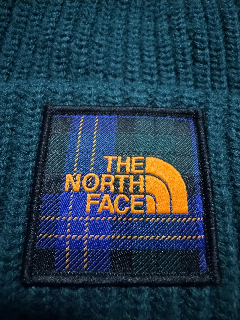 The North Face Forest Green Ribbed Cuffed Salty Dog Beanie with Logo Patch OSFM